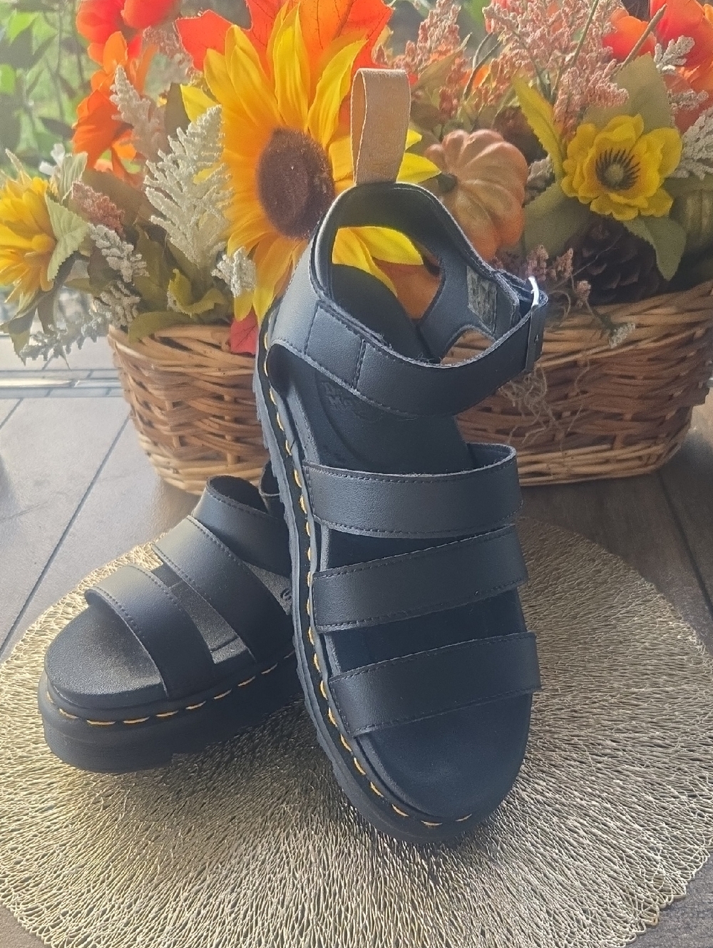 Dr. Martens Black Strappy Platform Sandals